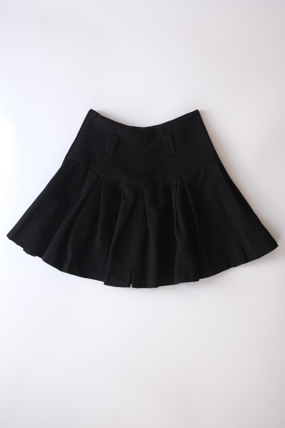 Martine Sitbon vintage black wool flared mini skirt