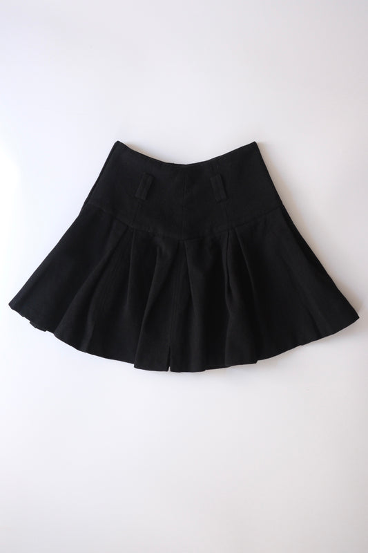 Martine Sitbon vintage black wool flared mini skirt