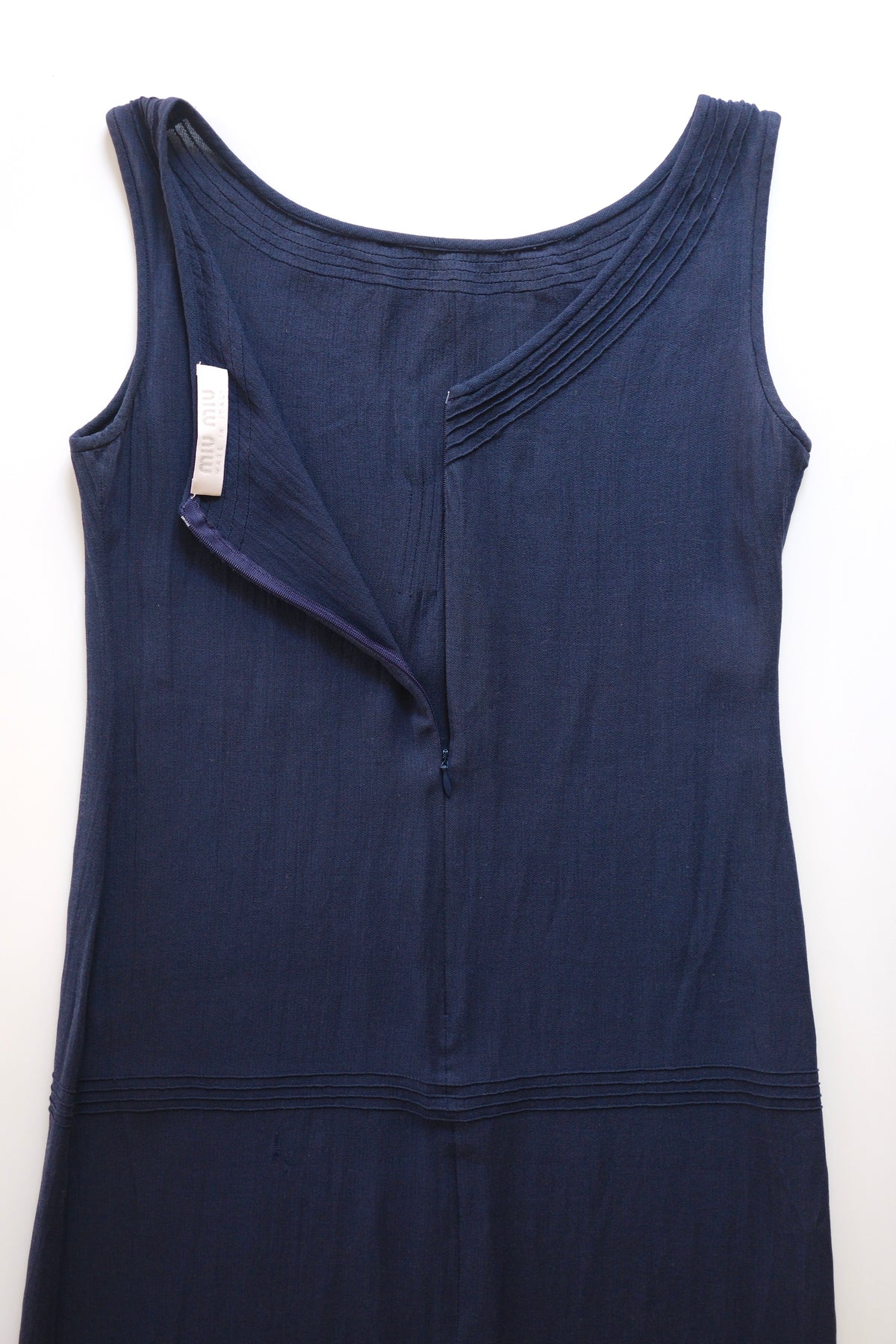 Miu Miu SS 1997 long semi-sheer dark blue dress