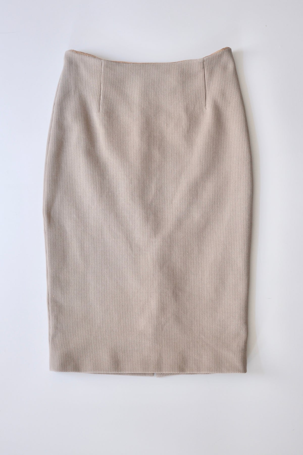 2010s Prada beige mesh pencil skirt