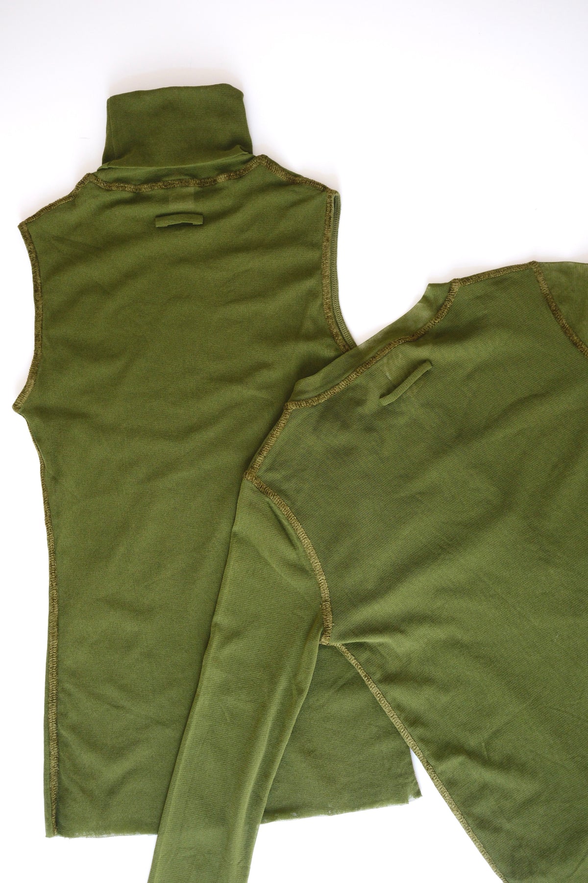 Vintage Jean Paul Gaultier olive green mesh twin set