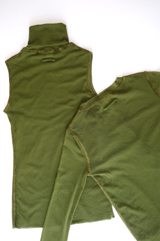 Vintage Jean Paul Gaultier olive green mesh twin set
