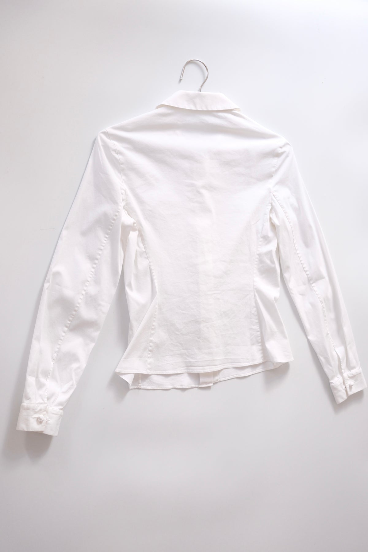 1990s Prada white cotton fitted button-up shirt