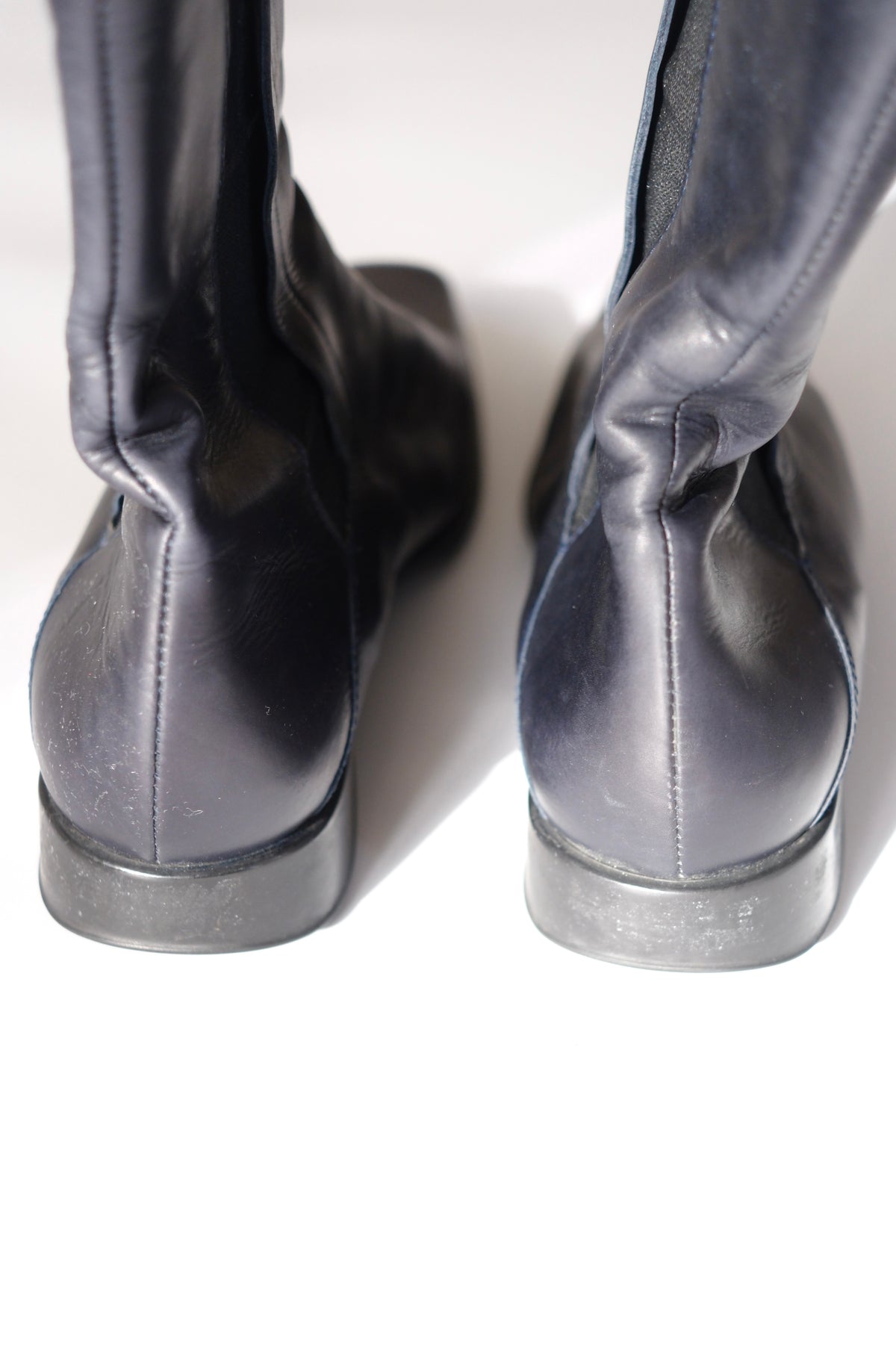 2000s Jil Sander midnight blue leather chelsea boots