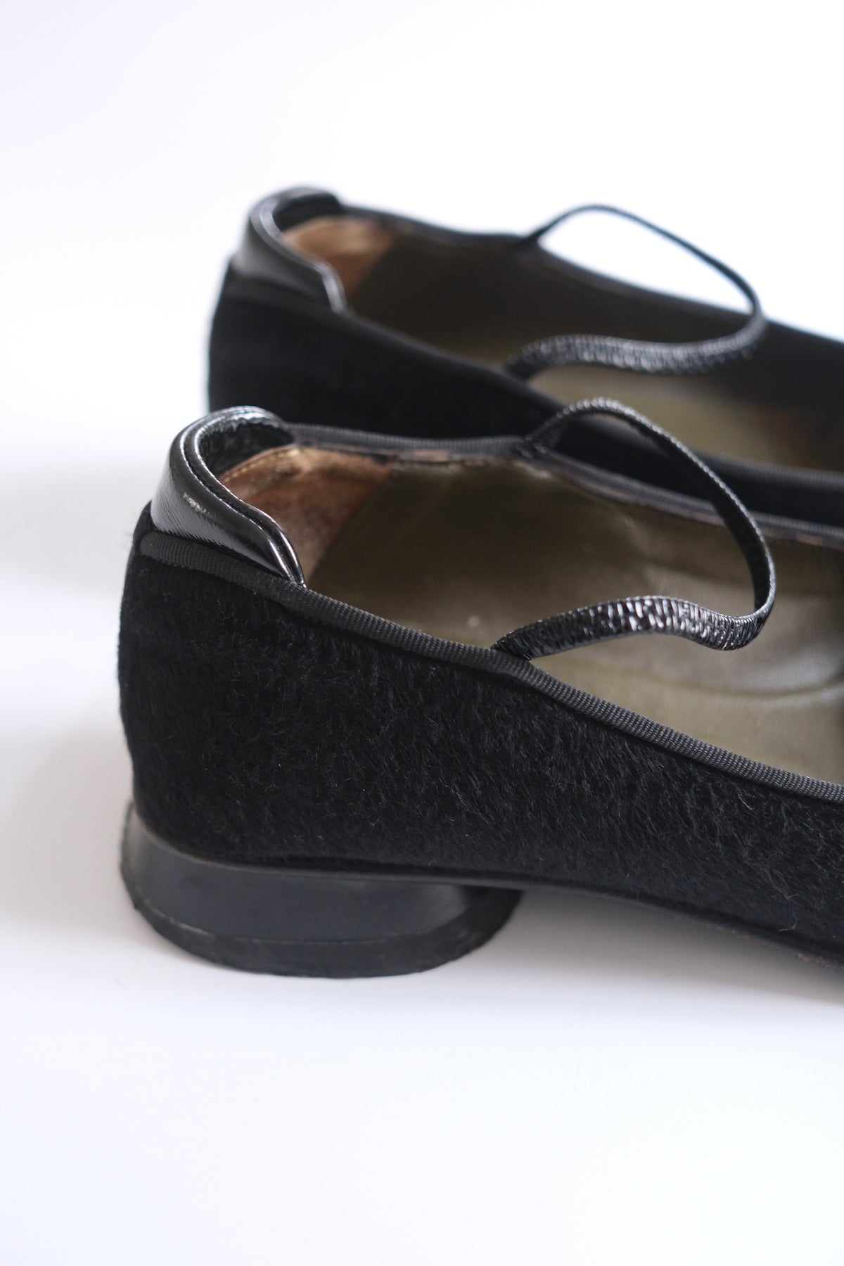 Gianfranco Paoli black ponyhair square toe mary jane flats