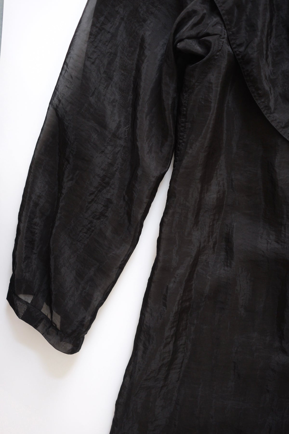Donna Karan black organza oversized duster coat