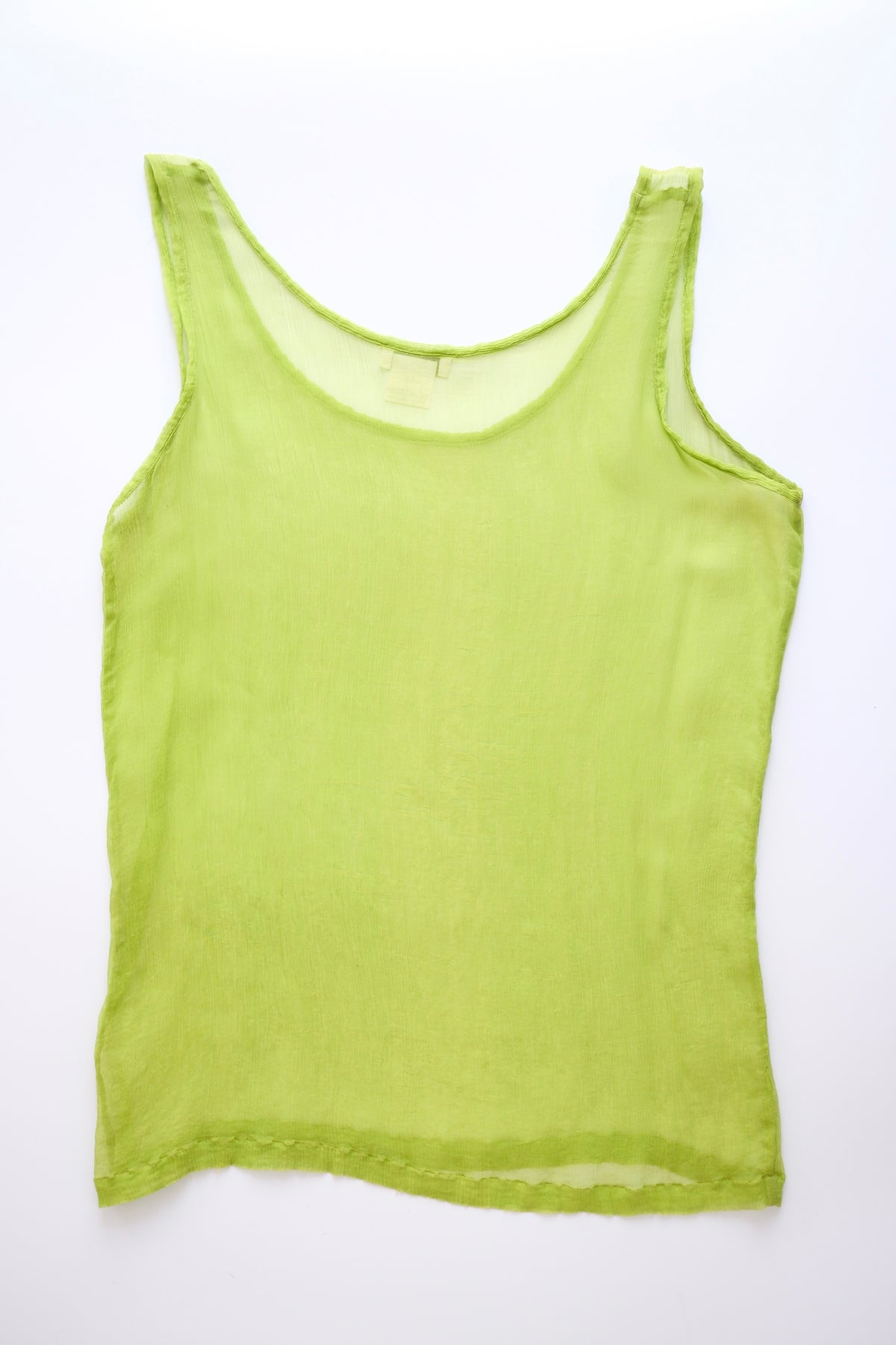 Vintage Dries van Noten lime green sheer silk tank top