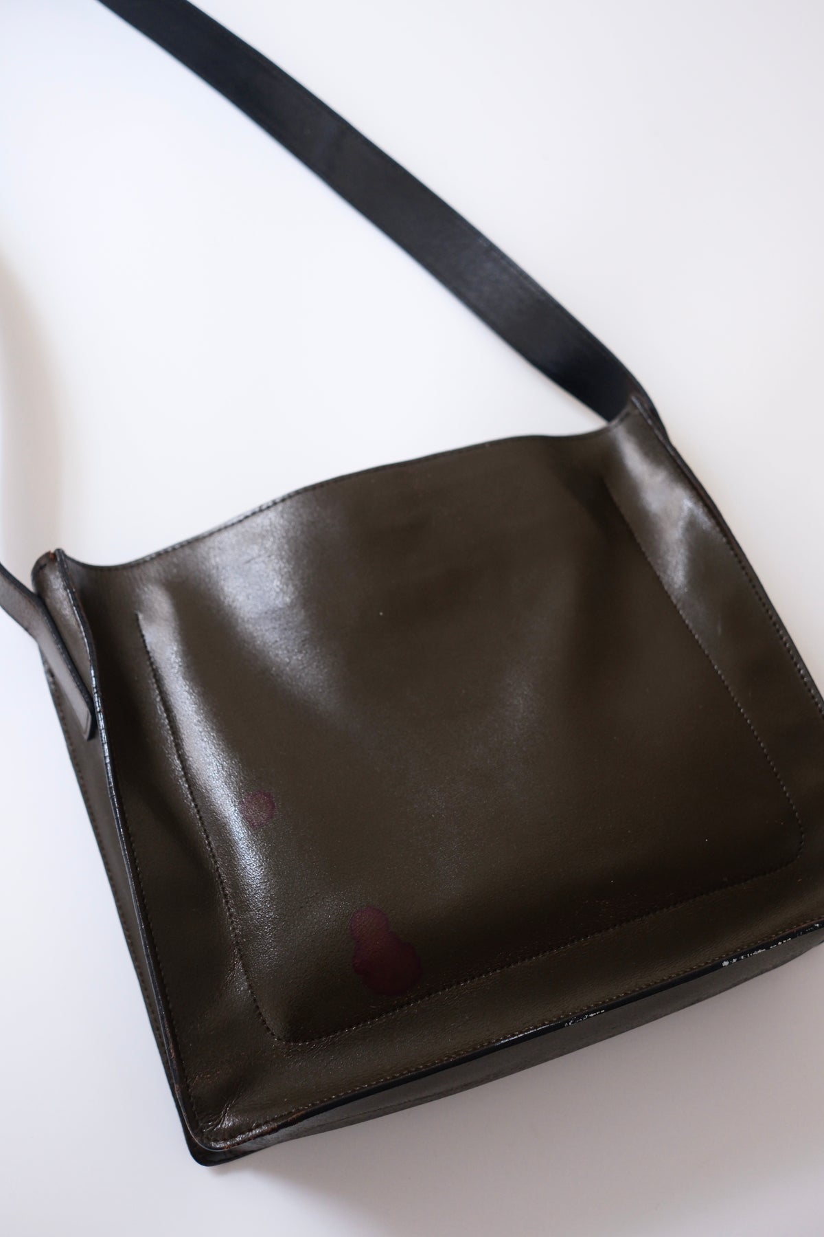 Miu Miu FW 1999 large khaki black leather butterfly shoulder bag