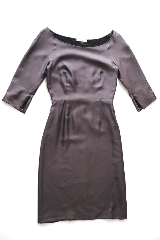 Vintage Prada 10corsocomo purple grey satin silk midi dress