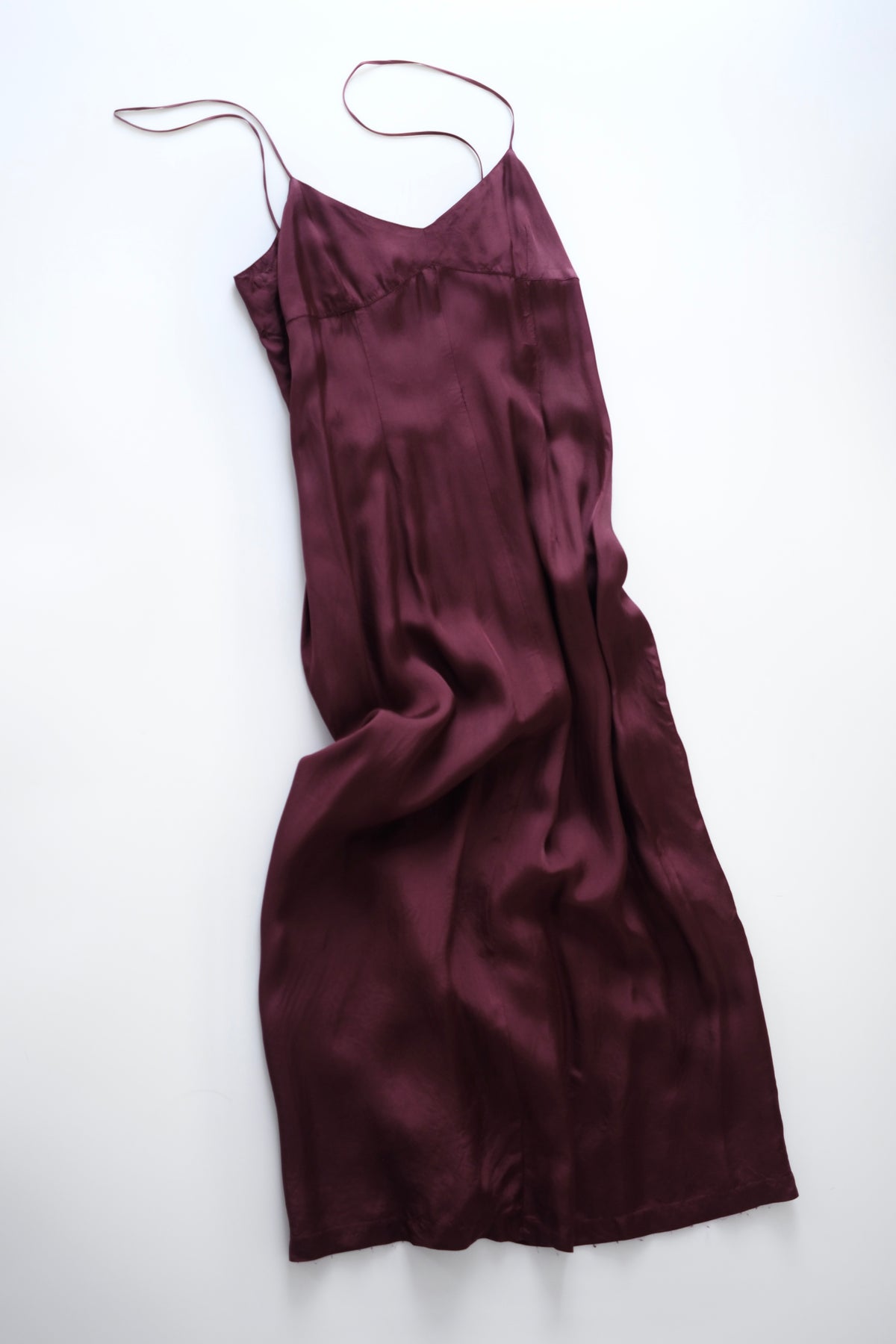 1990s Dries van Noten deep plum satin slip dress