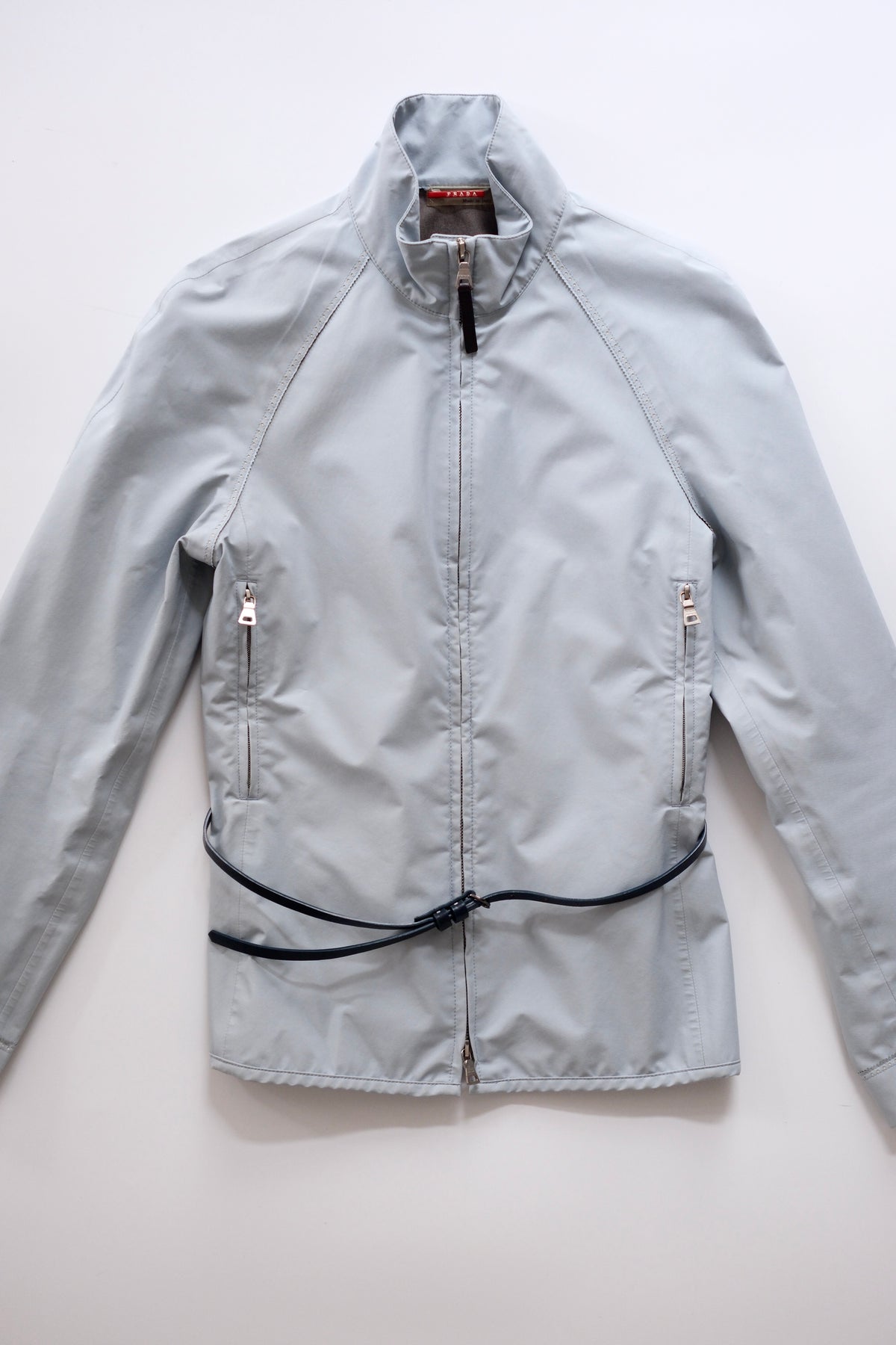 Prada Linea Rossa 1999 baby blue belted windbreaker