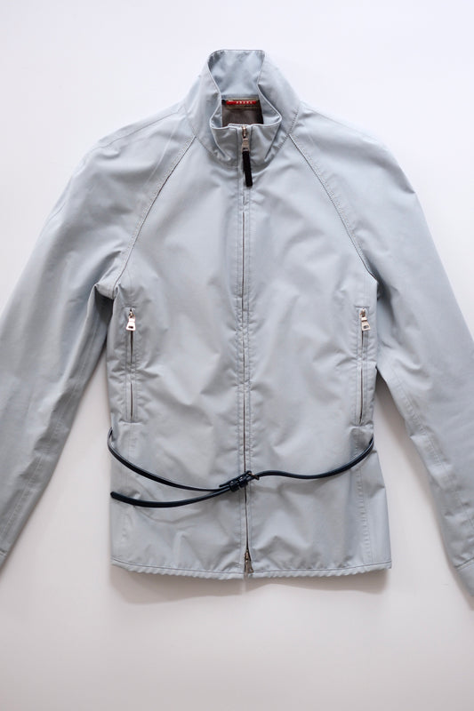 Prada Linea Rossa 1999 baby blue belted windbreaker