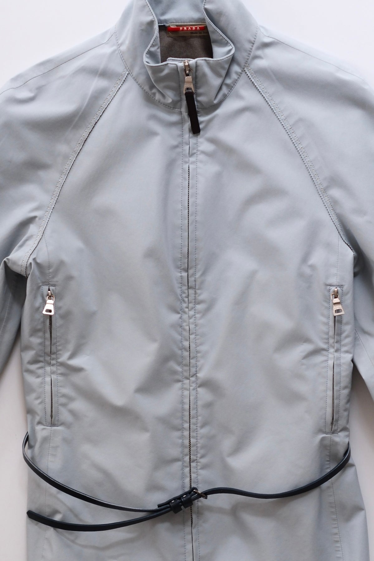 Prada Linea Rossa 1999 baby blue belted windbreaker