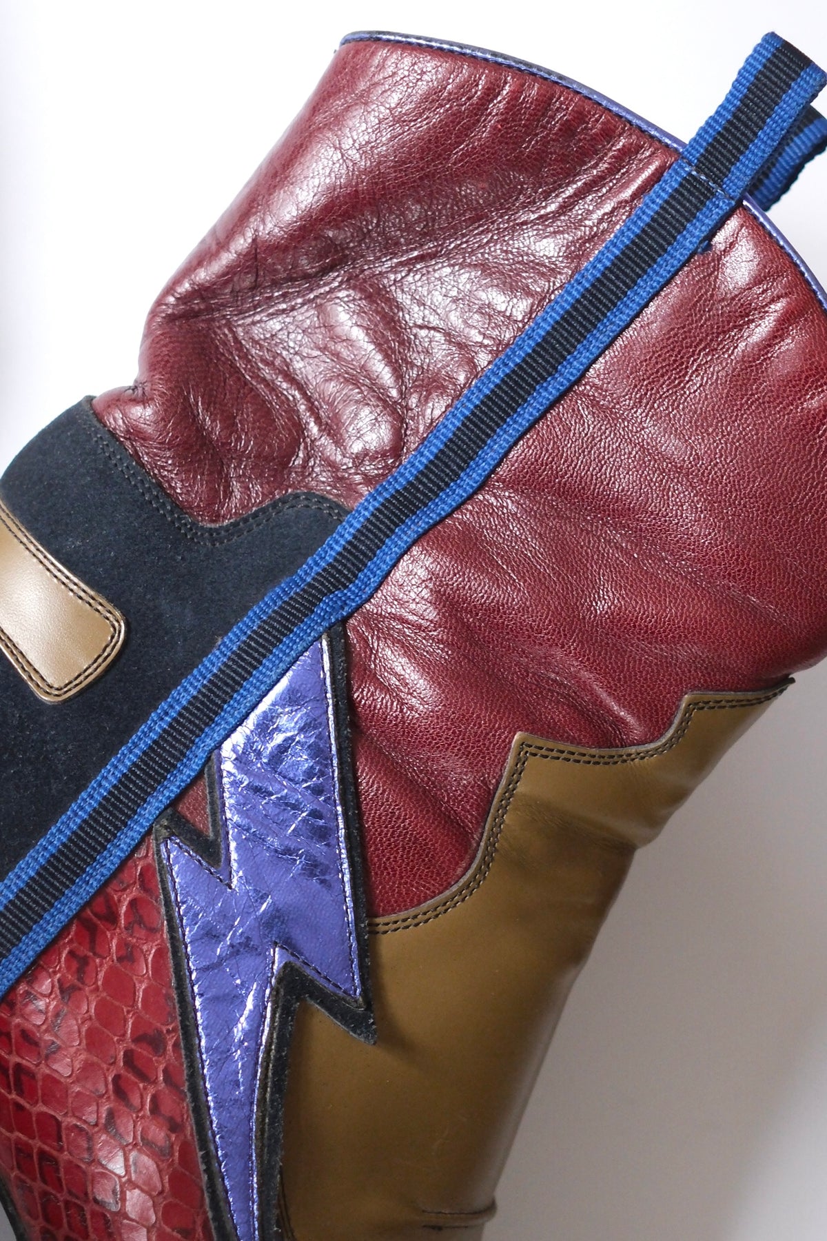 Miu Miu SS 2000 lightning bolt kitten heel cowboy boots