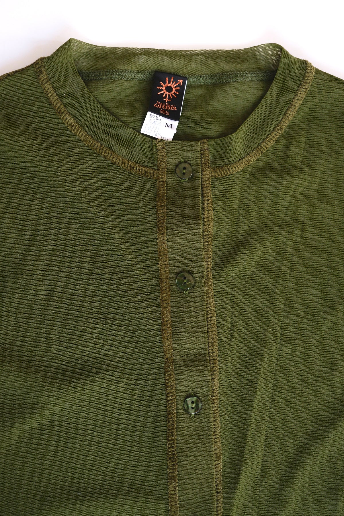Vintage Jean Paul Gaultier olive green mesh twin set