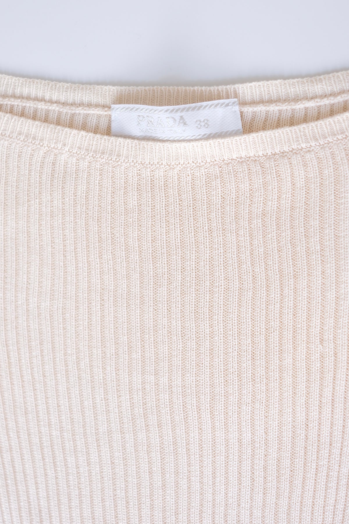 Prada SS 1998 ribbed silk cream knit