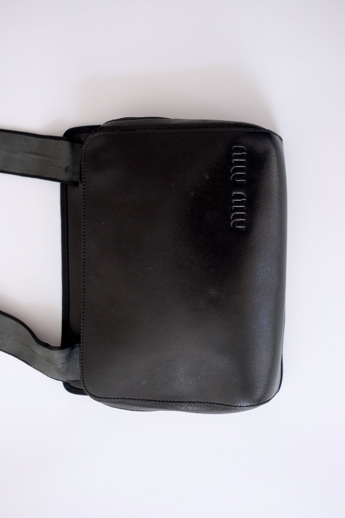 Miu Miu FW 1999 black leather crossbody bag