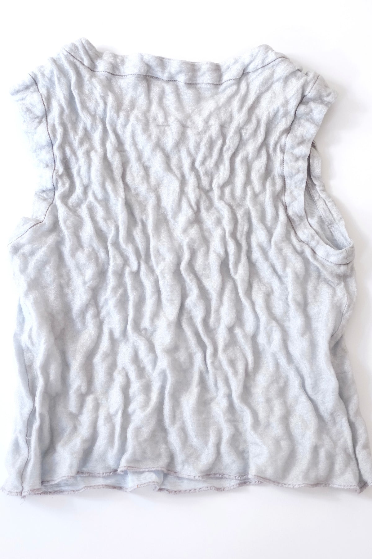 Vintage Giorgio Armani glittering light blue grey wrinkled crop top