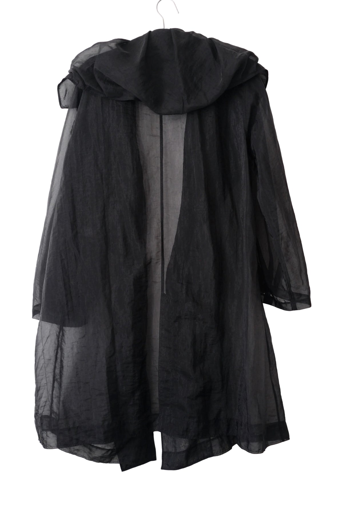 Donna Karan black organza oversized duster coat