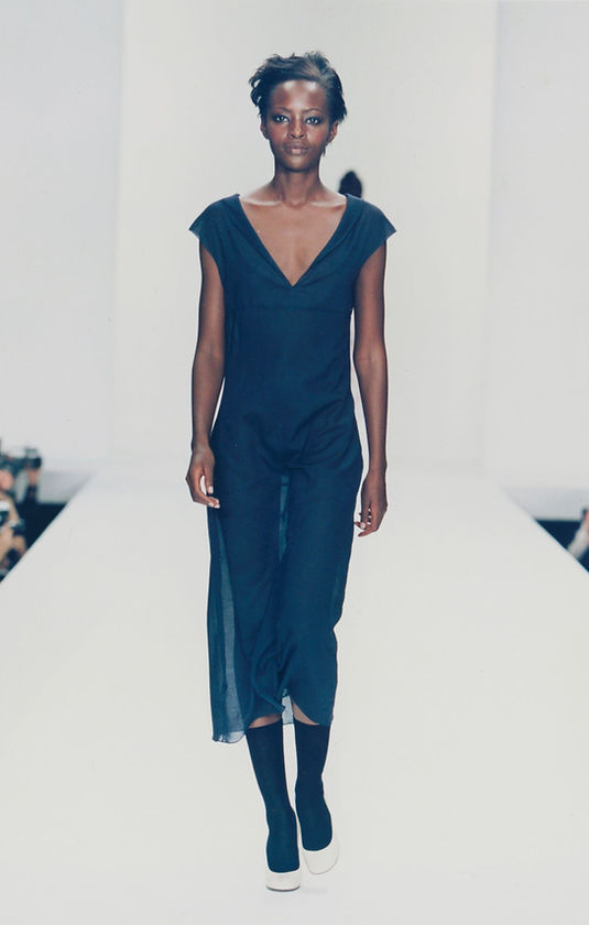 Miu Miu SS 1997 semi-sheer dark blue dress