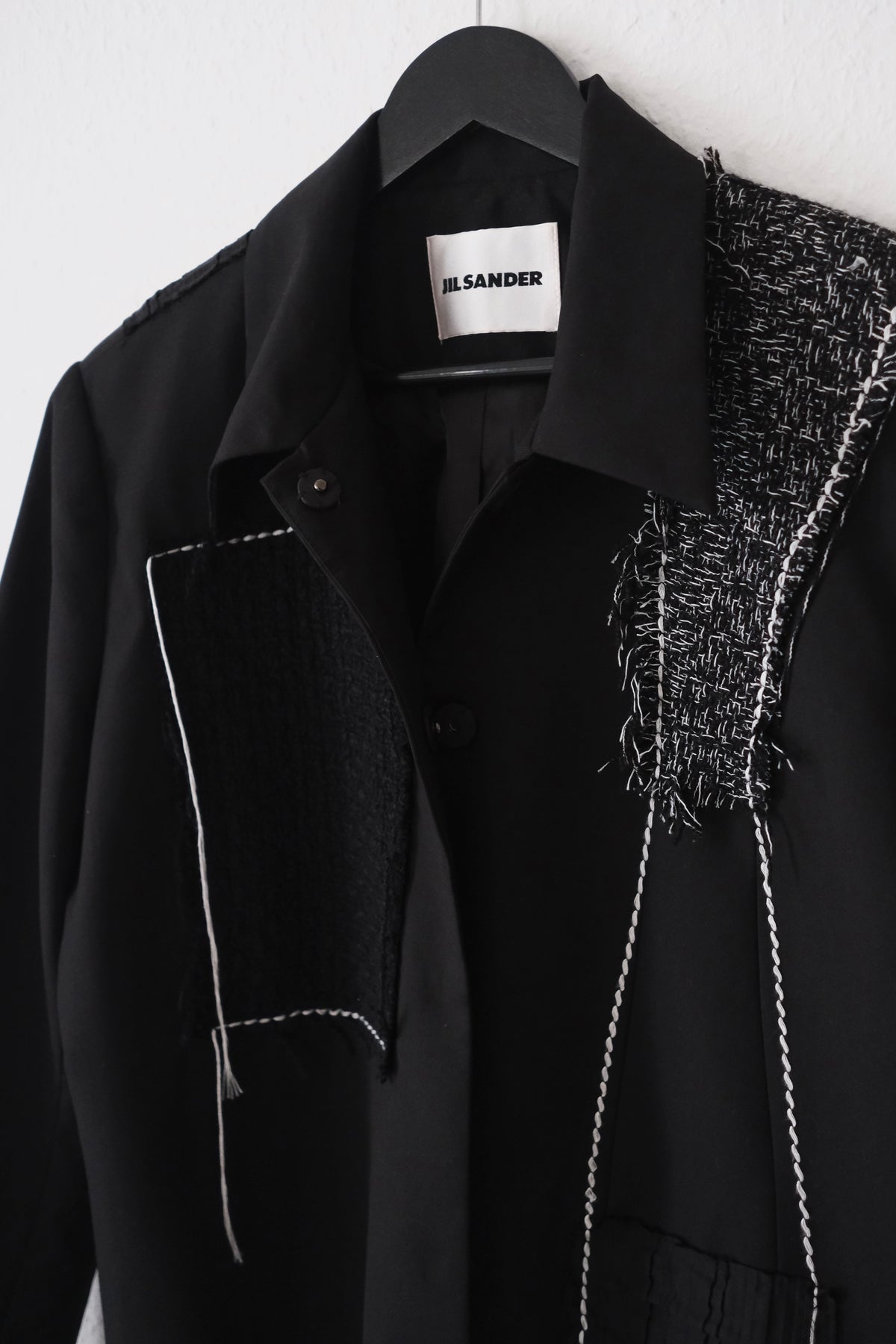 Jil Sander black jacket with tweed appliqués