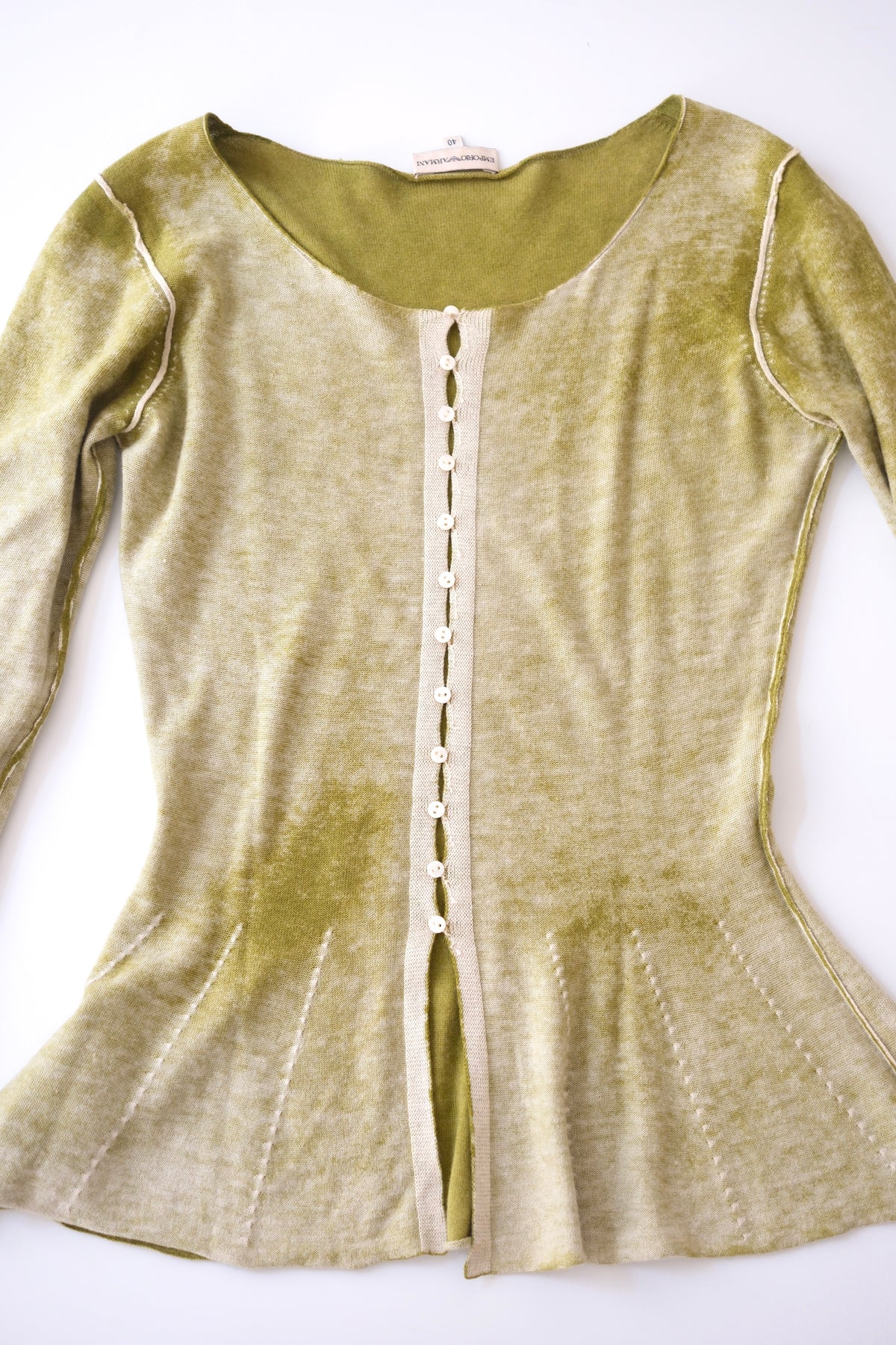 Vintage Emporio Armani olive green cashmere silk blend cardigan