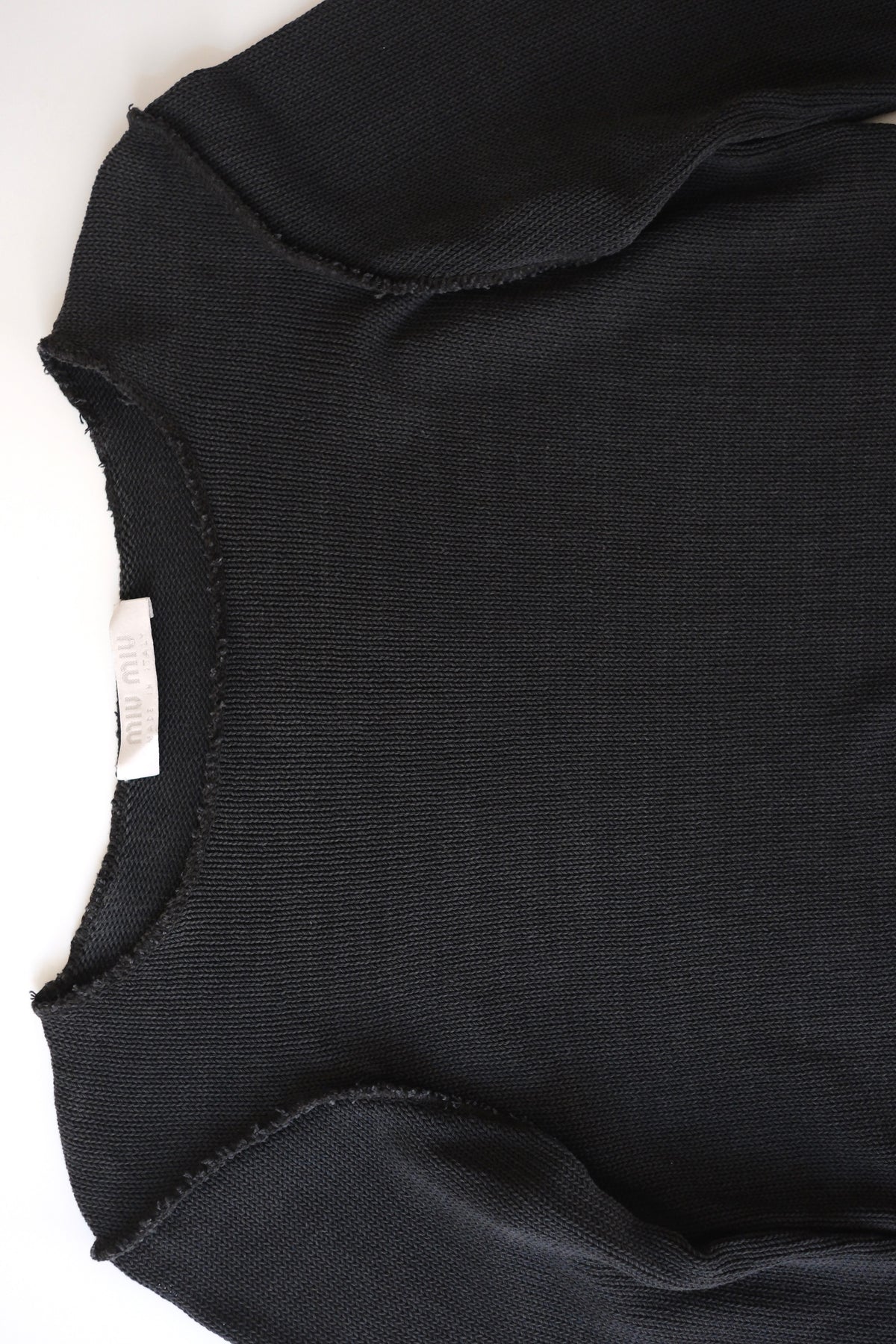Miu Miu SS 2001 black cropped long sleeve cotton knit