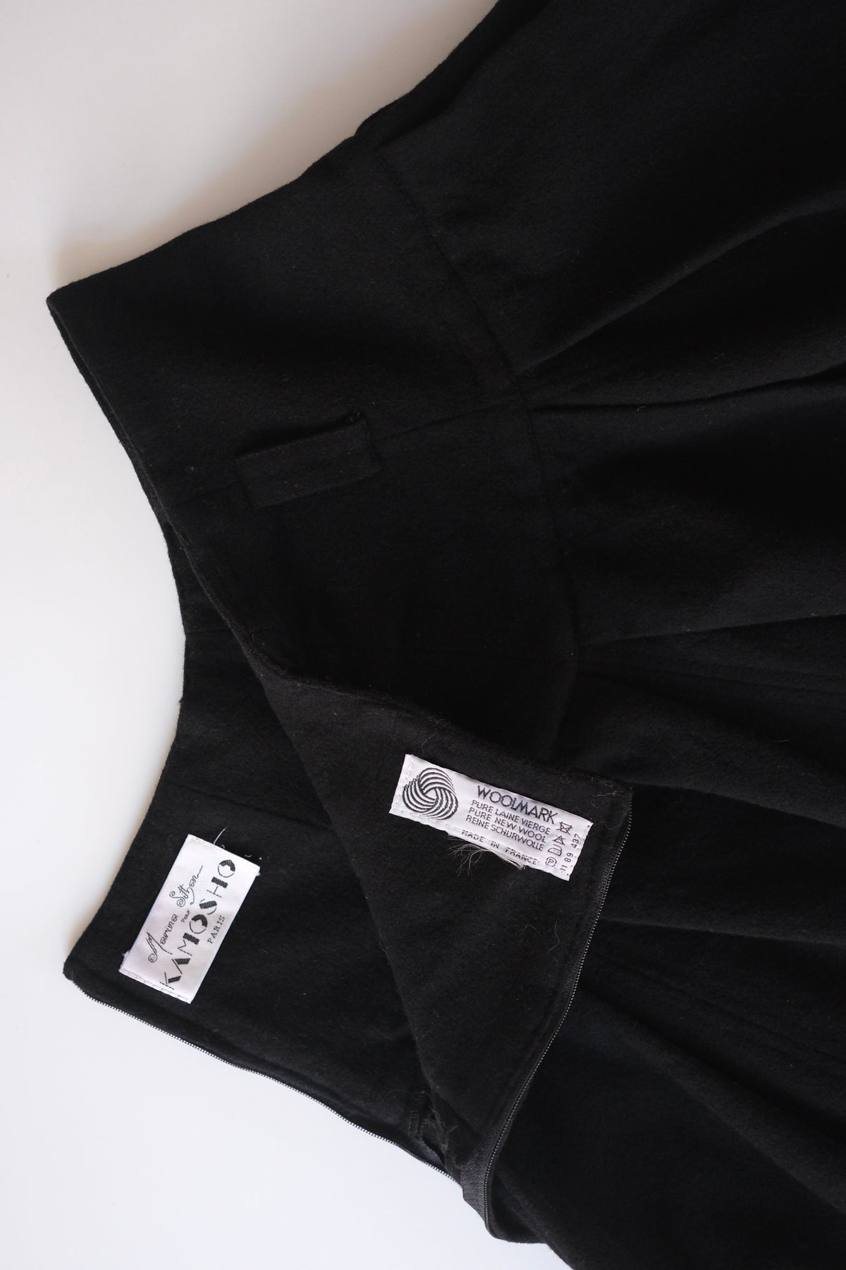 Martine Sitbon vintage black wool flared mini skirt