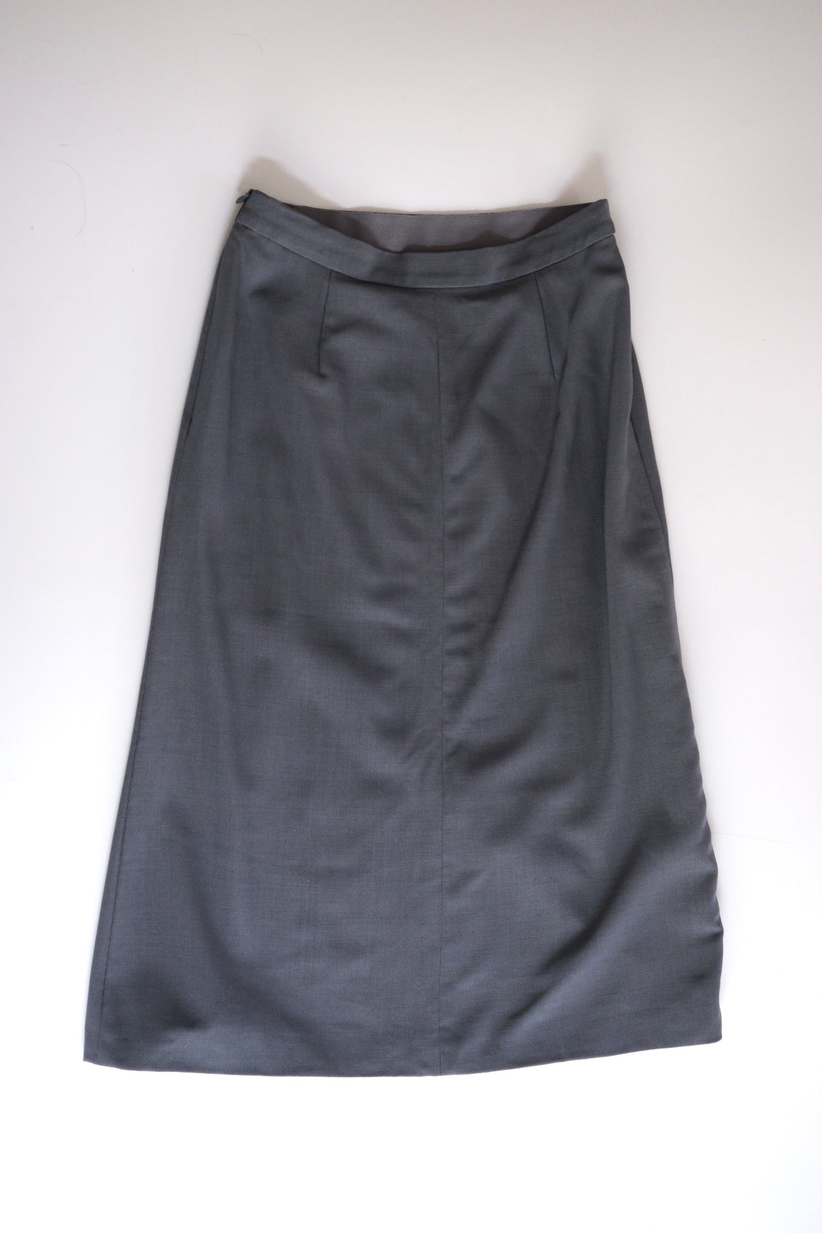 Vintage Giorgio Armani grey wool midi skirt with side slit