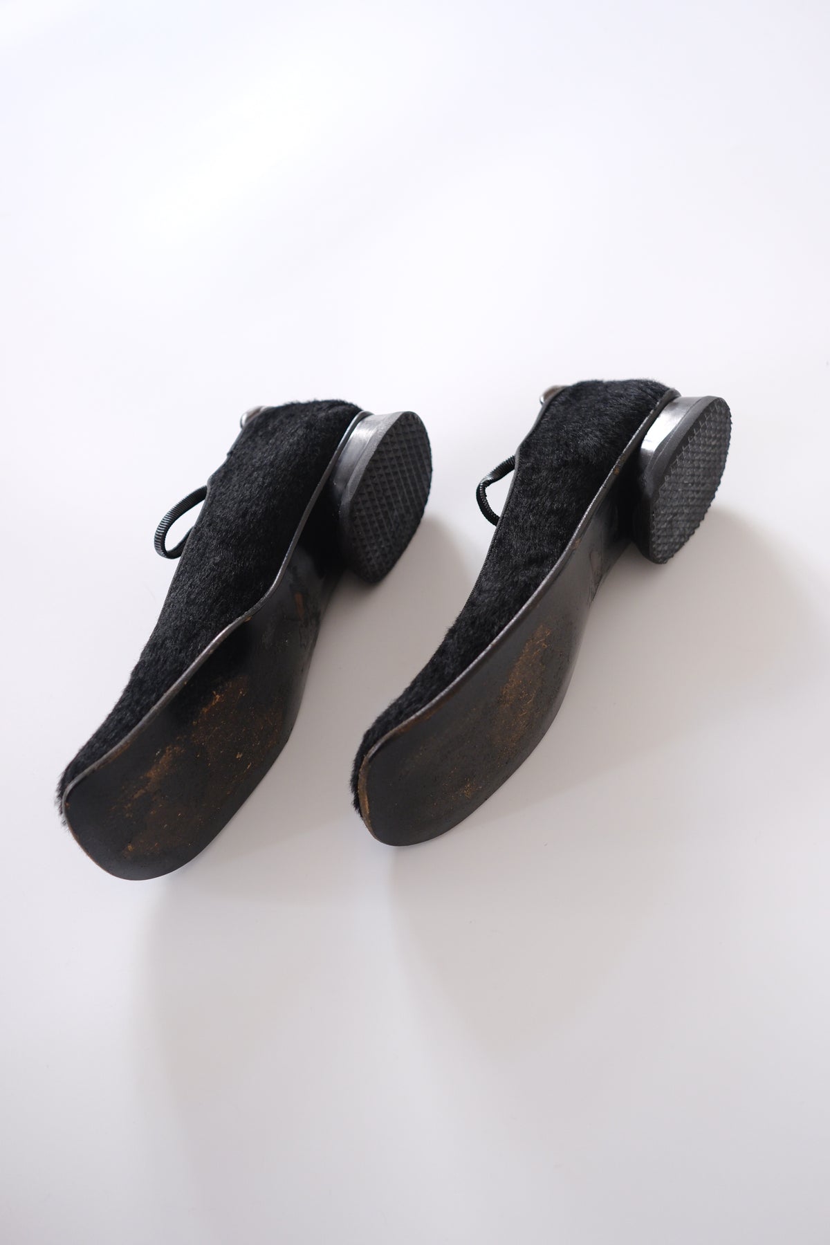 Gianfranco Paoli black ponyhair square toe mary jane flats