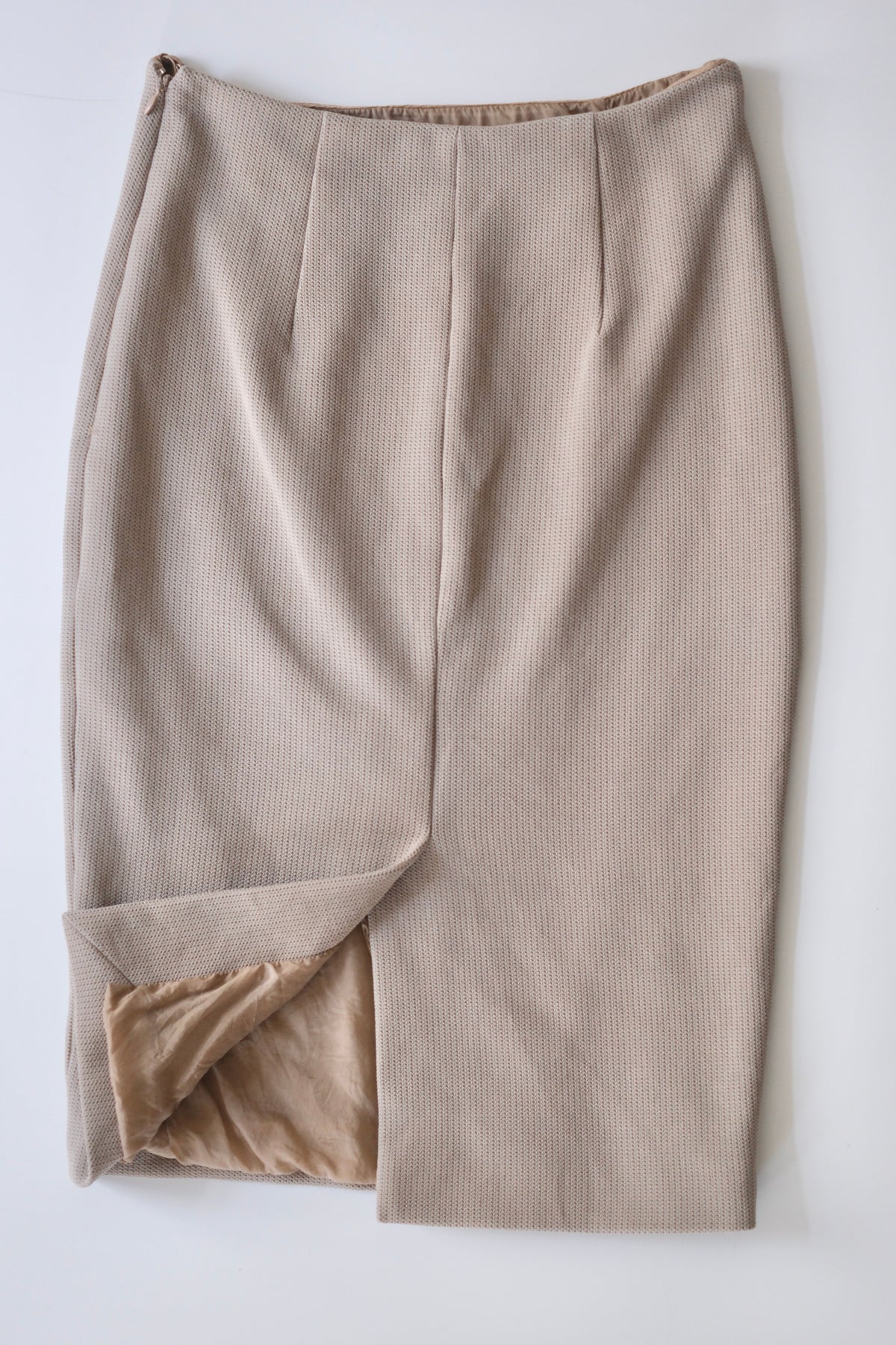 2010s Prada beige mesh pencil skirt