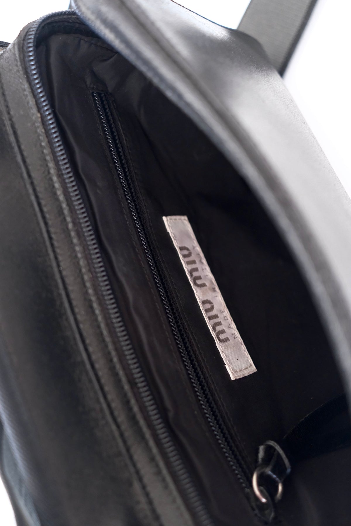 Miu Miu FW 1999 black leather crossbody bag
