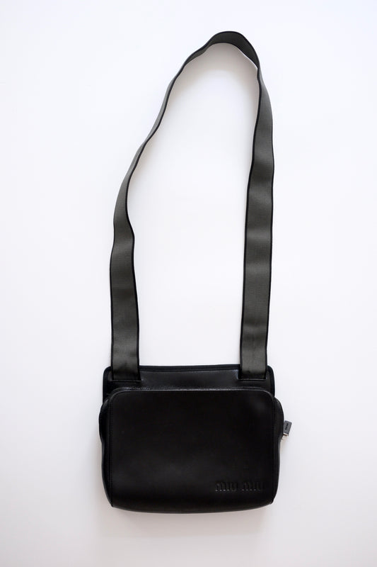 Miu Miu FW 1999 black leather crossbody bag