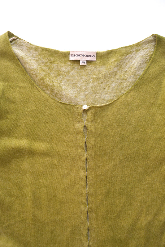 Vintage Emporio Armani olive green cashmere silk blend cardigan