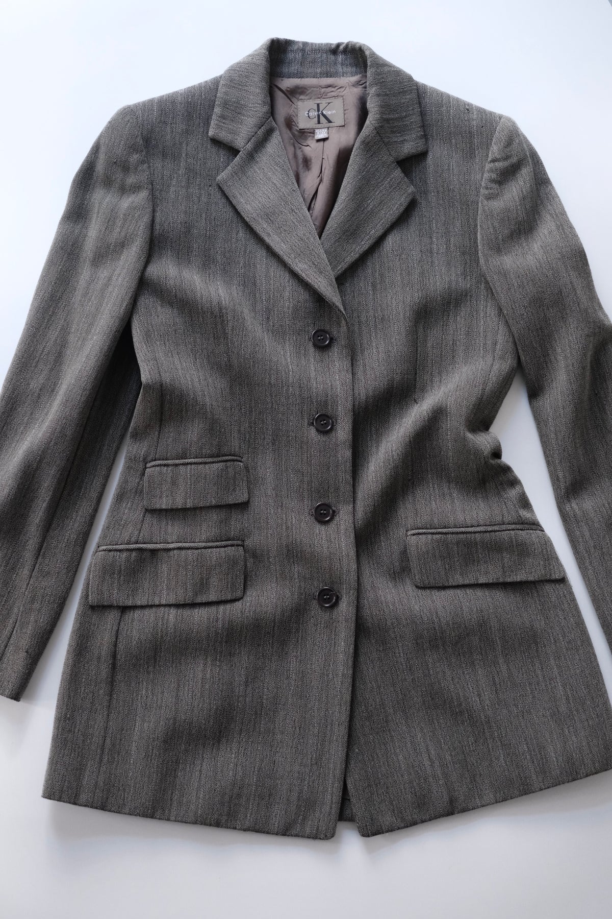 1990s Calvin Klein tailored grey blazer
