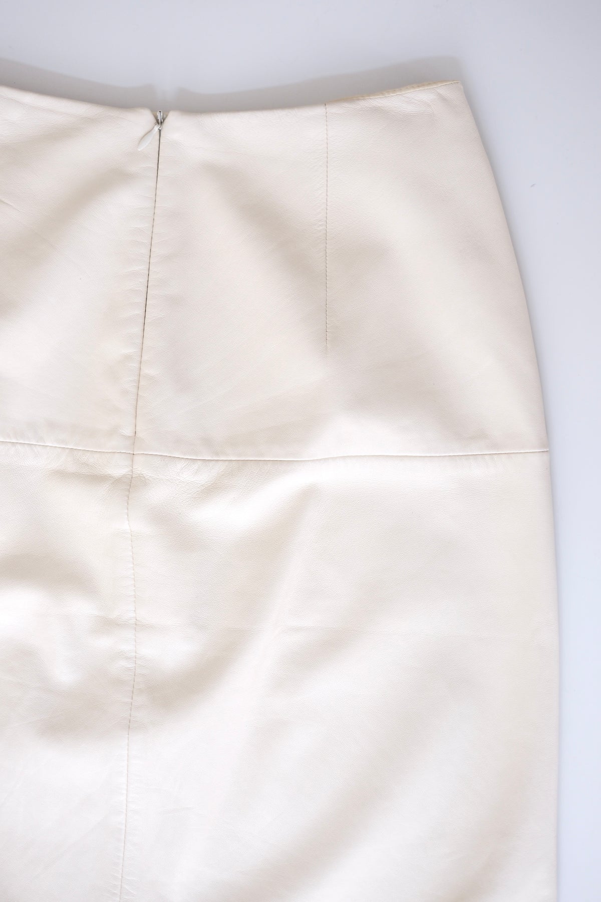 Vintage Escada off white leather midi skirt with slit