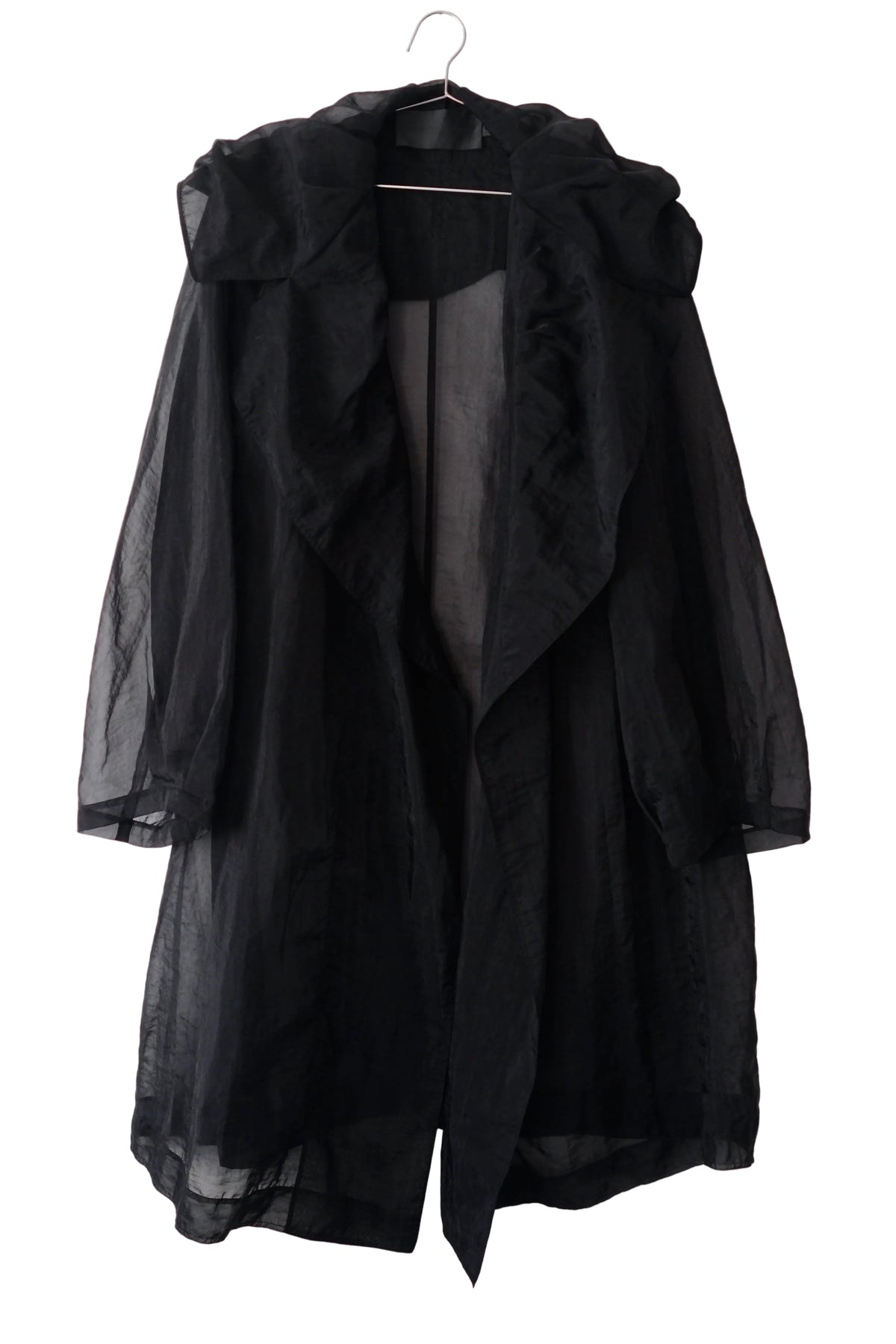 Donna Karan black organza oversized duster coat