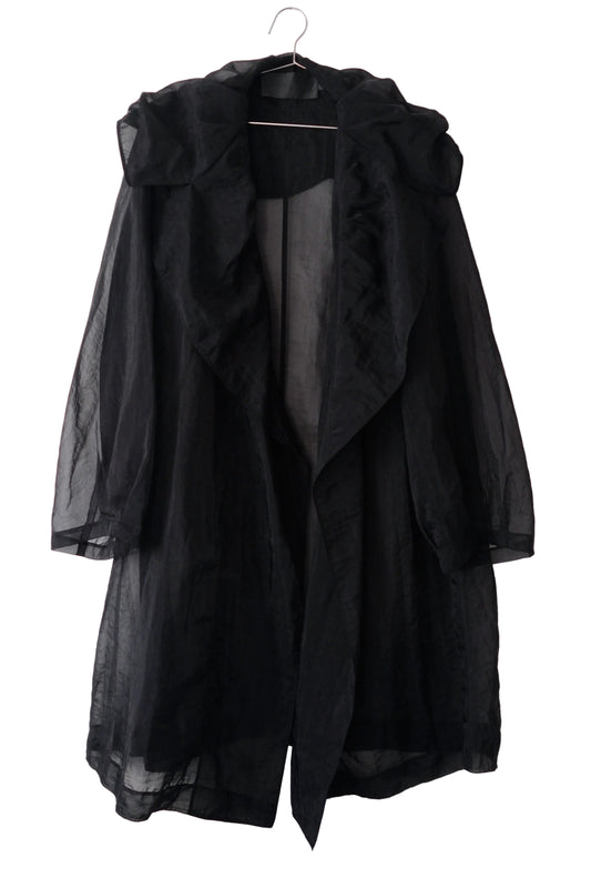 Donna Karan black organza oversized duster coat