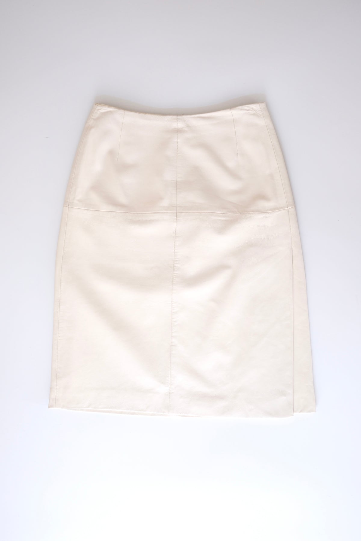 Vintage Escada off white leather midi skirt with slit