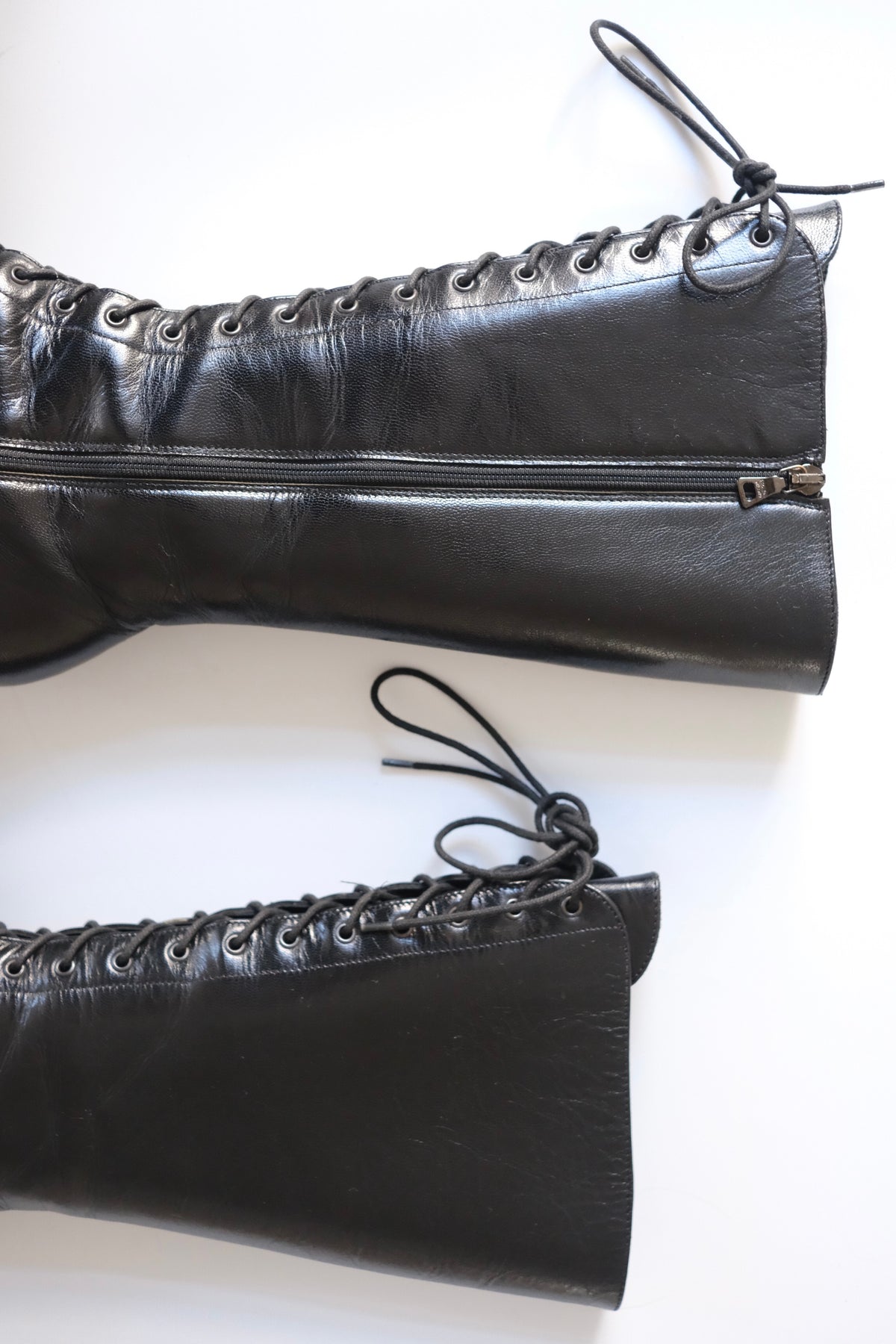 Prada FW 2001 victorian lace-up black leather boots