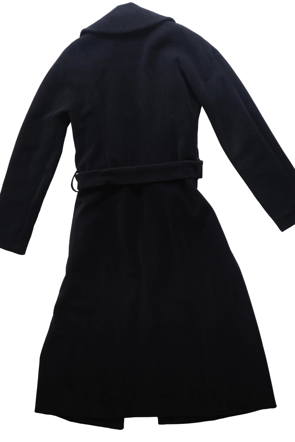 Dries van Noten long black wool velvet wrap coat