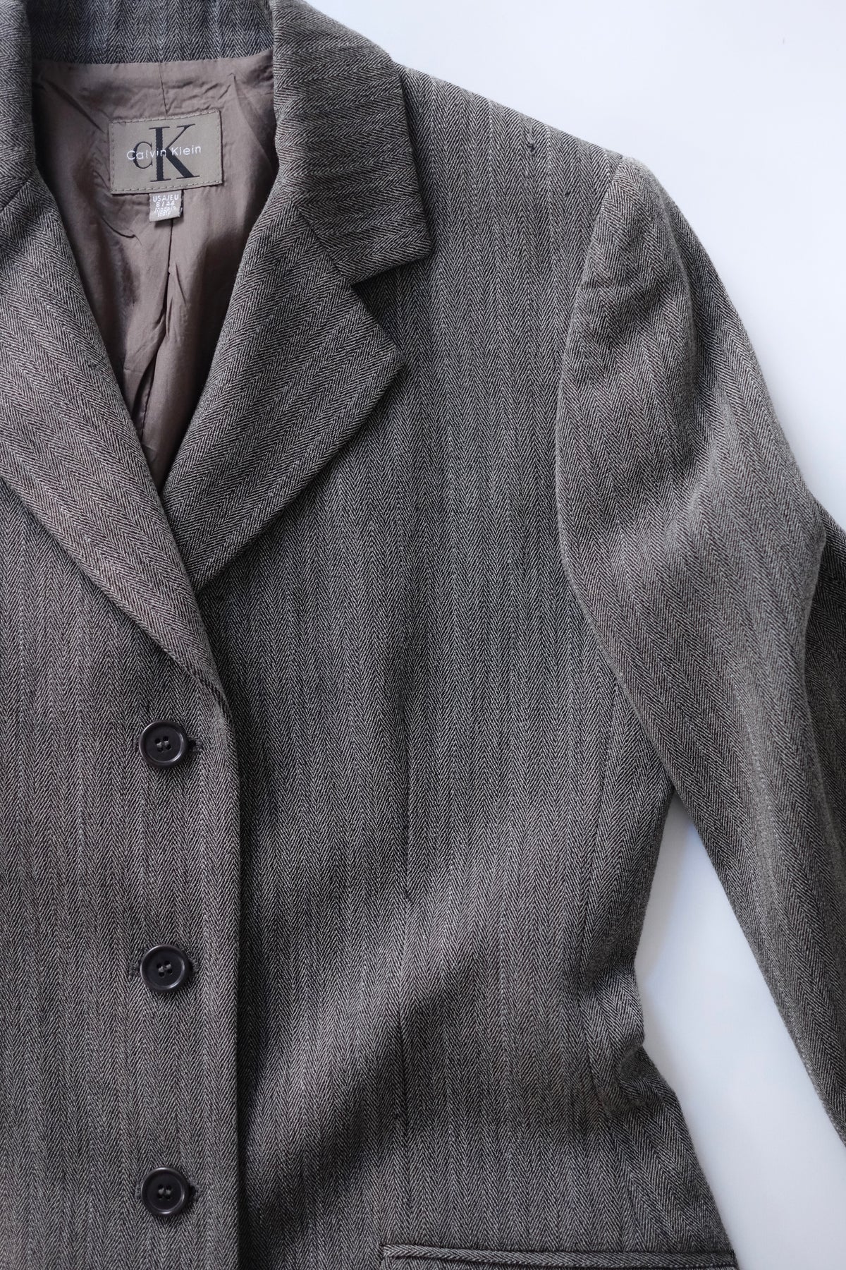 1990s Calvin Klein tailored grey blazer