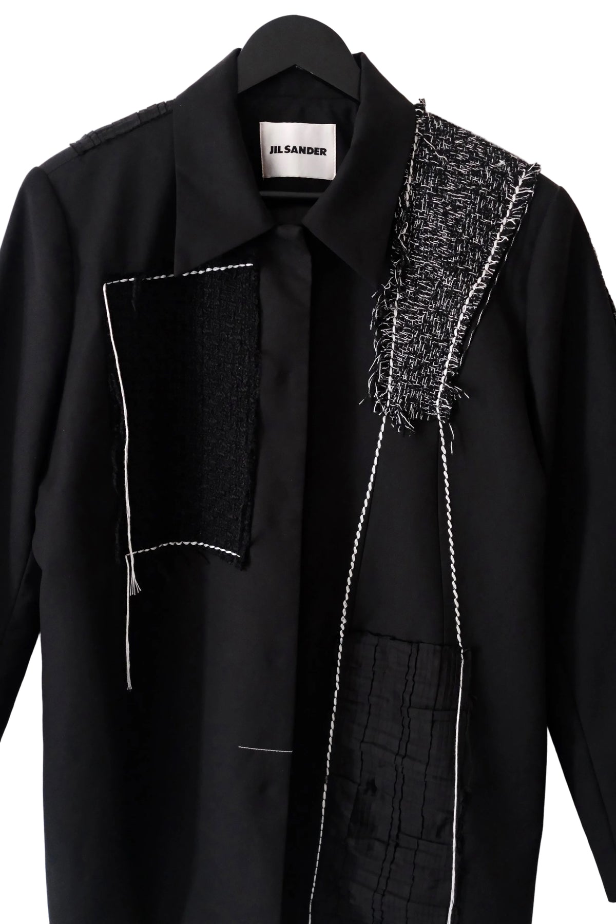 Jil Sander black jacket with tweed appliqués