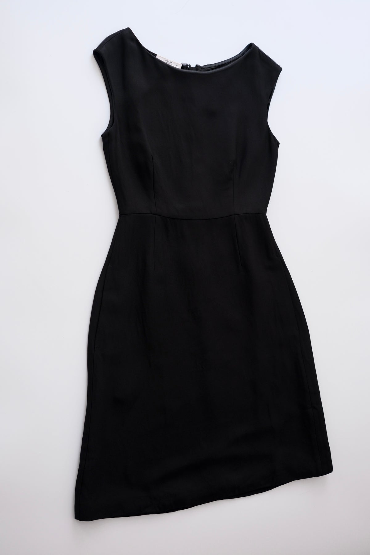 2000s Prada tailored black shift midi dress