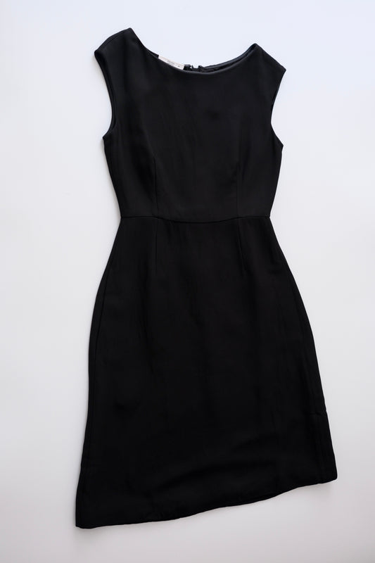 2000s Prada tailored black shift midi dress