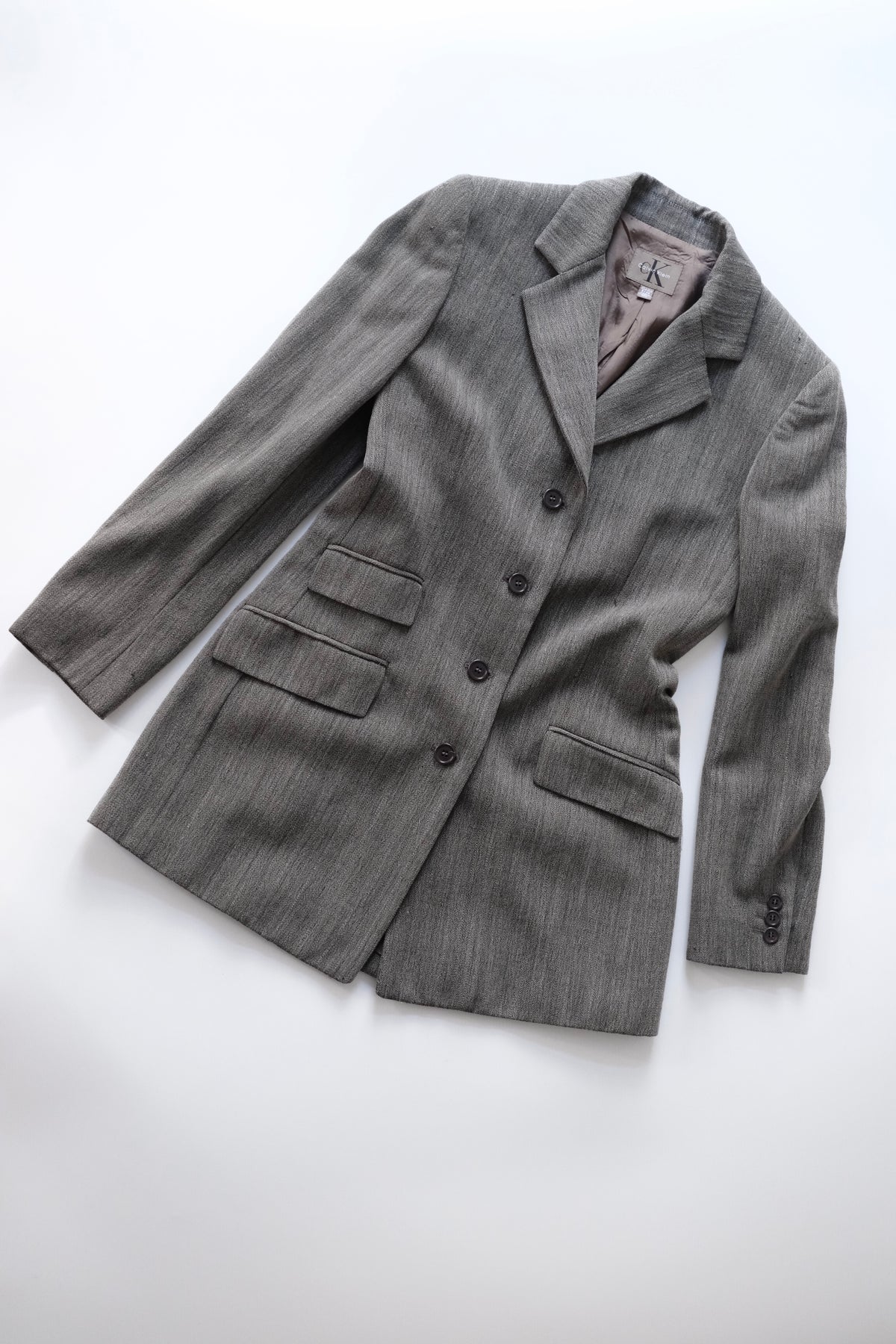 1990s Calvin Klein tailored grey blazer