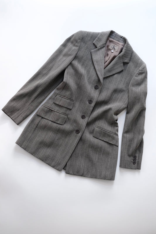 1990s Calvin Klein tailored grey blazer