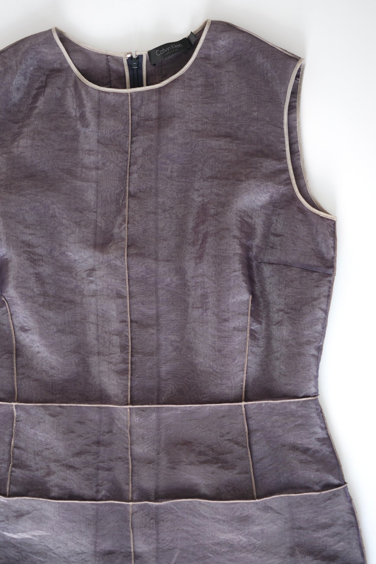 Calvin Klein Collection grey organza layered shift dress