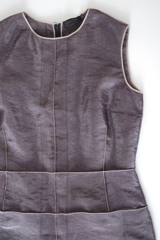 Calvin Klein Collection grey organza layered shift dress