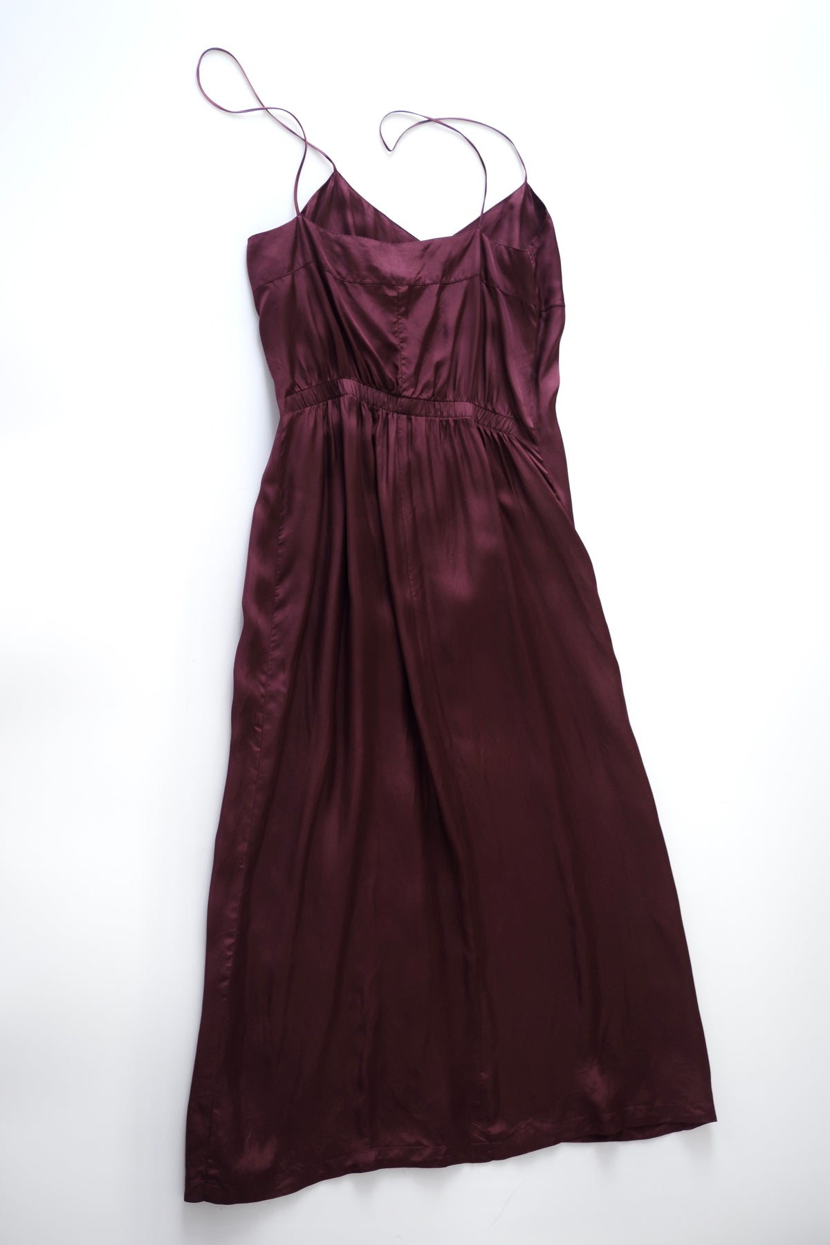 1990s Dries van Noten deep plum satin slip dress